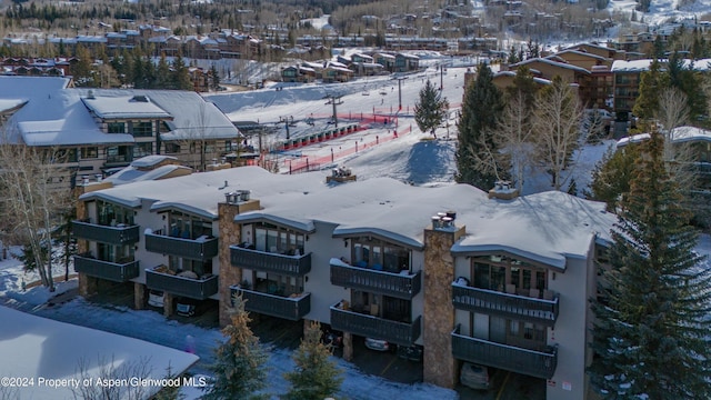 view of snowy aerial view