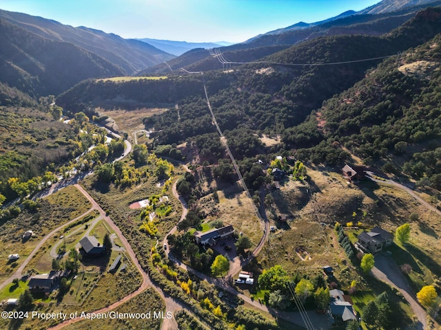 drone / aerial view with a mountain view