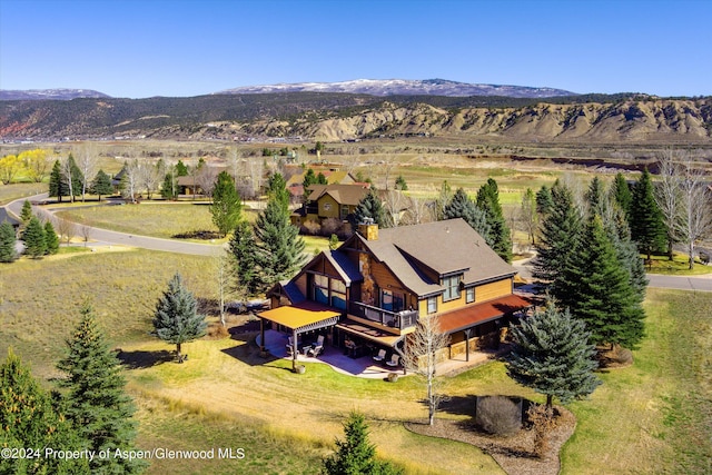 aerial view with a mountain view