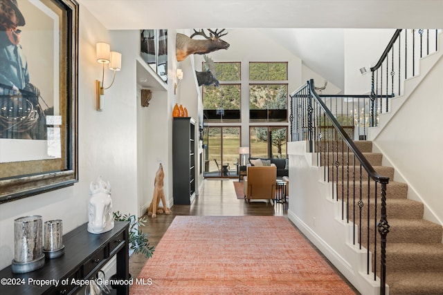 foyer entrance with wood-type flooring