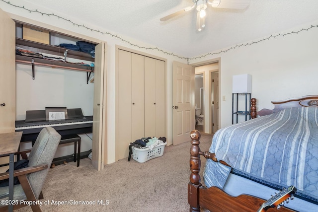 2201/2203 B St, Craig, CO 81625 - bedroom with carpet floors, a textured ceiling, a desk, and ceiling fan