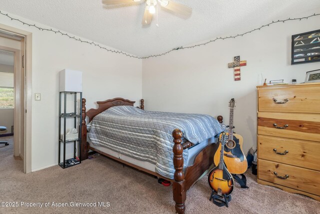 2201/2203 B St, Craig, CO 81625 - carpeted bedroom featuring a textured ceiling and ceiling fan