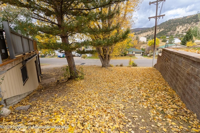 view of yard featuring a mountain view