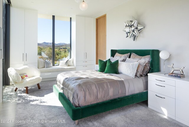 bedroom with a mountain view