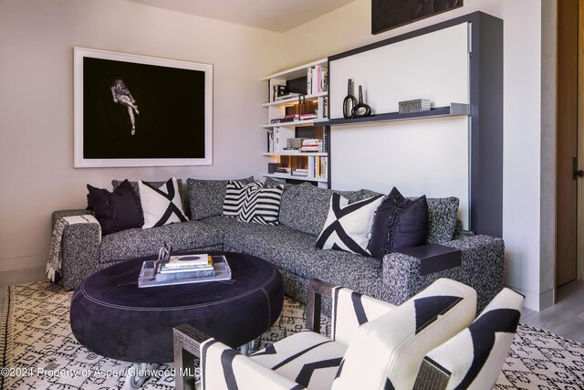 living room with light hardwood / wood-style floors