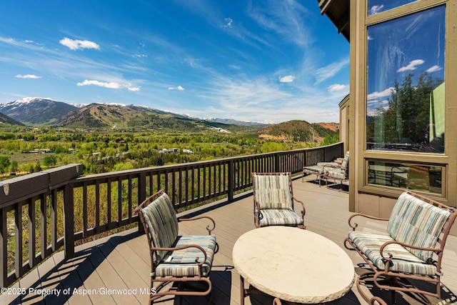 162 Bennett Bench Rd, Aspen, CO 81611 - deck featuring a mountain view and outdoor lounge area