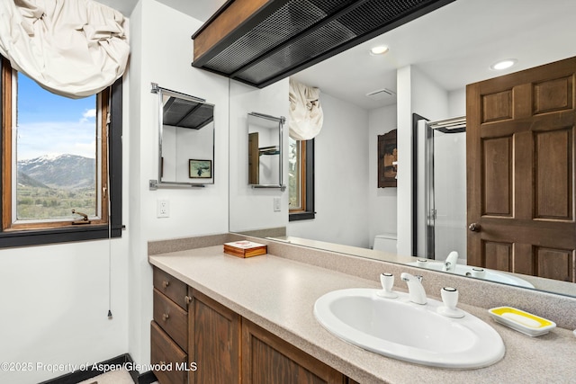162 Bennett Bench Rd, Aspen, CO 81611 - full bath with vanity, a shower stall, and recessed lighting