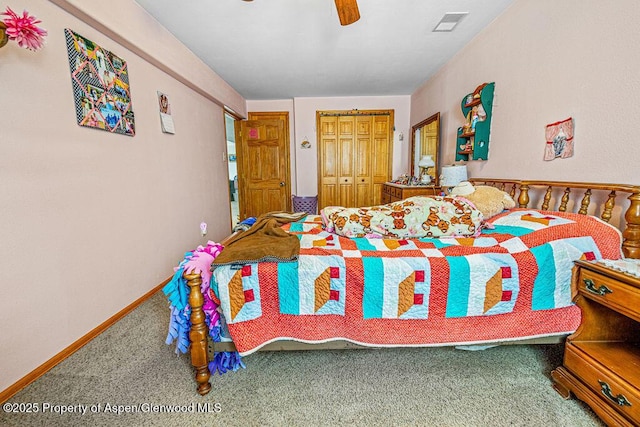 37 Pronghorn Rd, Craig, CO 81625 - bedroom featuring carpet floors, a closet, and a ceiling fan