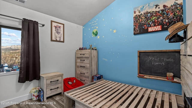 450 E 10th St, Rifle, CO 81650 - bedroom featuring baseboards, lofted ceiling, and wood finished floors