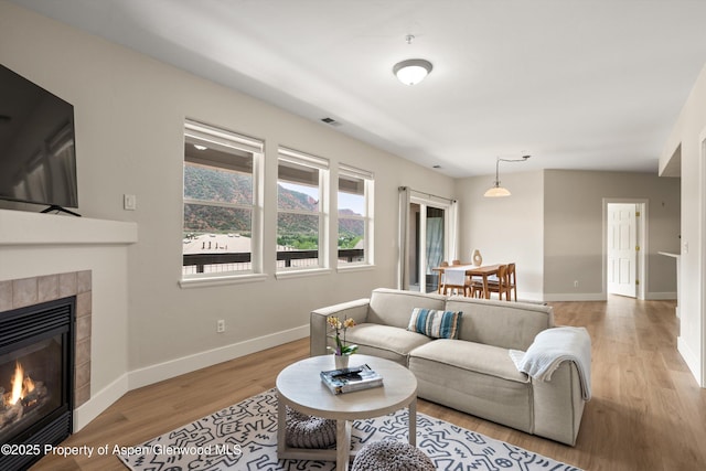 2701 Midland Ave Unit 725, Glenwood Springs, CO 81601 - living room with a fireplace and light wood finished floors