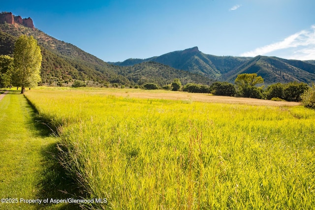 view of mountain feature featuring a rural view