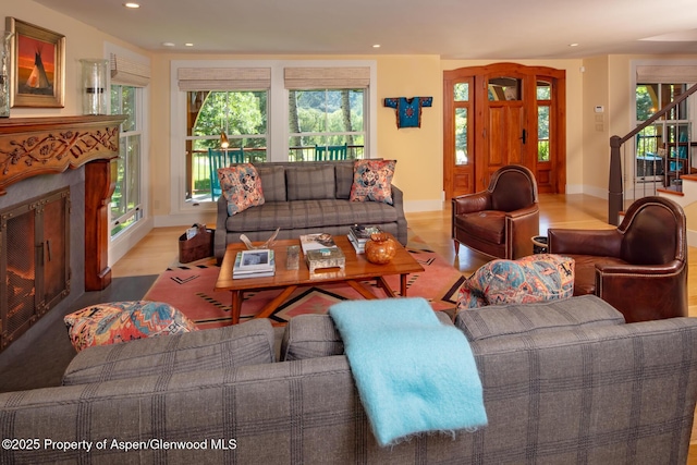 living room featuring light hardwood / wood-style flooring