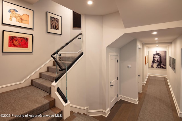 205 N 6th St, Aspen, CO 81611 - staircase with recessed lighting and wood finished floors