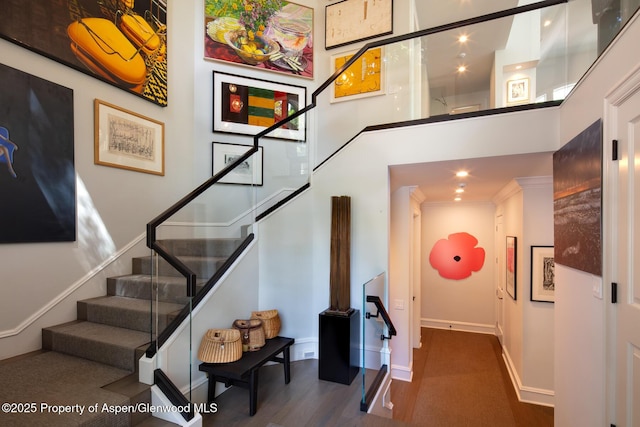 205 N 6th St, Aspen, CO 81611 - staircase with a towering ceiling and recessed lighting
