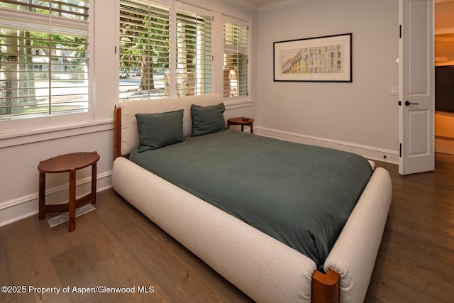 205 N 6th St, Aspen, CO 81611 - bedroom with wood finished floors, multiple windows, and ornamental molding