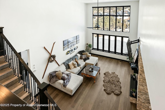 living room with wood-type flooring