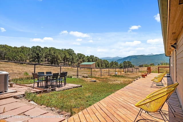 14 Fender Ln, Carbondale, CO 81623 - wooden terrace featuring a mountain view and a patio area