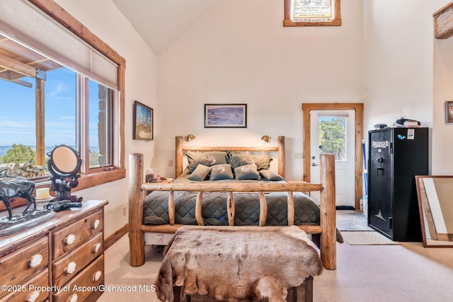 76 County Road 60b, Maybell, CO 81640 - bedroom with light carpet and high vaulted ceiling