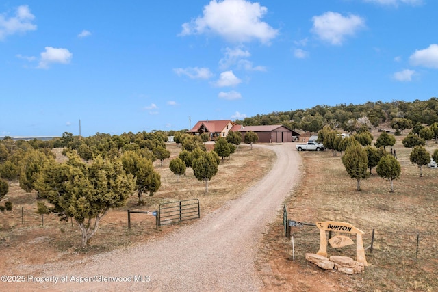 76 County Road 60b, Maybell, CO 81640 - view of street with driveway, a rural view, and a gated entry