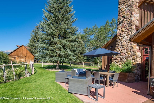 1150 Capitol Creek Rd, Snowmass, CO 81654 - view of patio with an outdoor living space and outdoor dining space