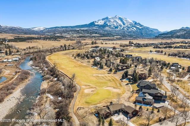 drone / aerial view with a mountain view