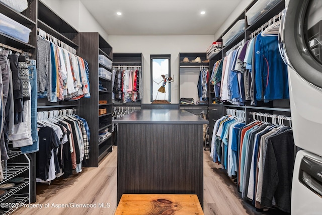 walk in closet featuring wood finished floors