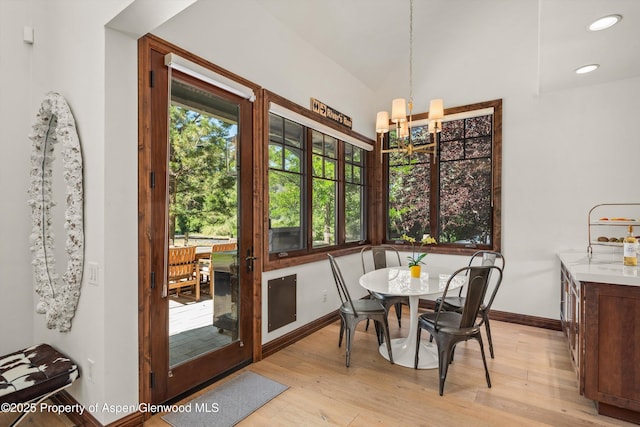 11 Pinon Ln, Carbondale, CO 81623 - dining space with a chandelier, light wood finished floors, and recessed lighting