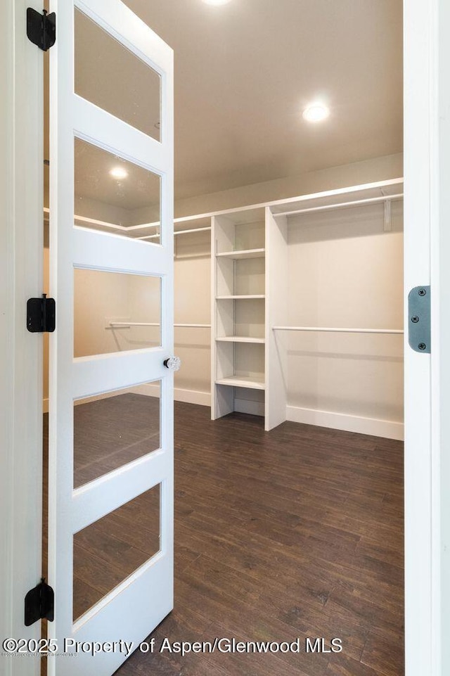 682 Eagles Nest Dr, Silt, CO 81652 - walk in closet featuring dark wood-type flooring