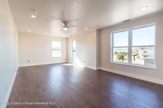 682 Eagles Nest Dr, Silt, CO 81652 - unfurnished room featuring ceiling fan, dark wood-type flooring, and recessed lighting