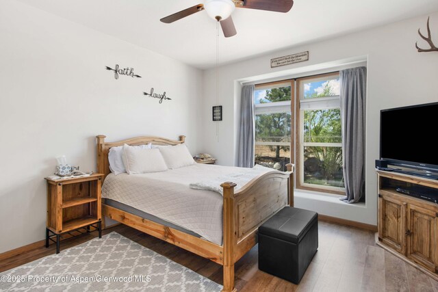 22 Booms Pl, Rifle, CO 81650 - bedroom featuring wood finished floors and a ceiling fan