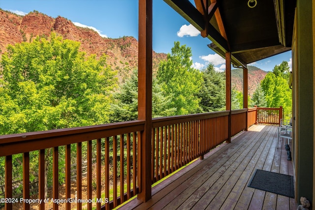 deck featuring a mountain view