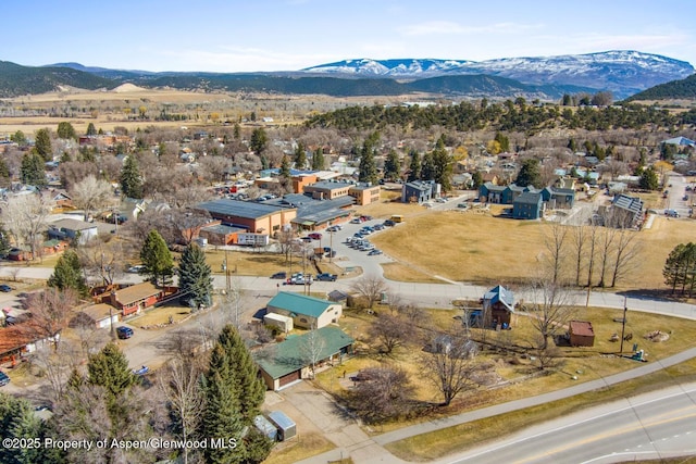 birds eye view of property with a mountain view