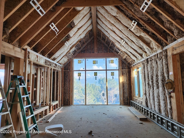 misc room with lofted ceiling