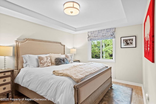 650 S Monarch St Unit 10, Aspen, CO 81612 - bedroom featuring wood finished floors, baseboards, and a raised ceiling