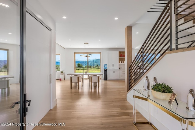 577 Fox Run Dr, Carbondale, CO 81623 - entryway featuring light wood-type flooring, stairs, and recessed lighting