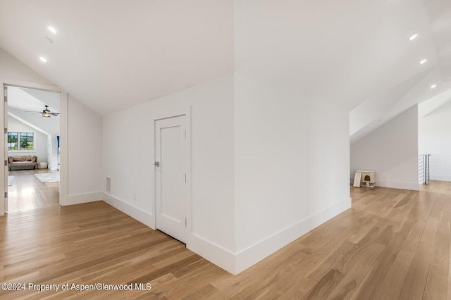 577 Fox Run Dr, Carbondale, CO 81623 - hallway with lofted ceiling, light wood-style floors, and recessed lighting