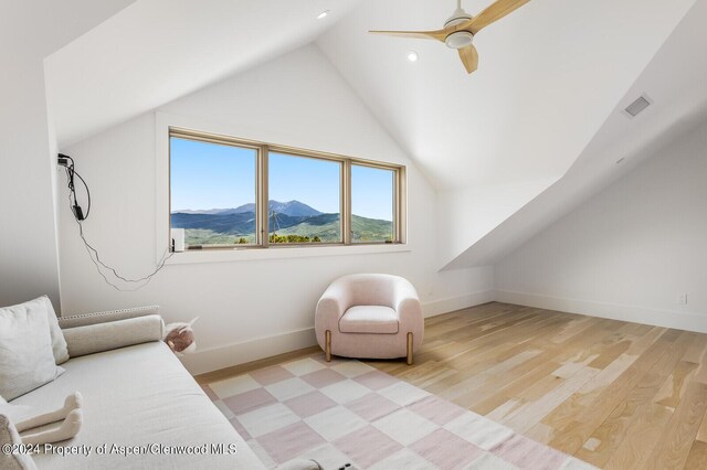 577 Fox Run Dr, Carbondale, CO 81623 - bonus room featuring lofted ceiling, light wood finished floors, a ceiling fan, and recessed lighting