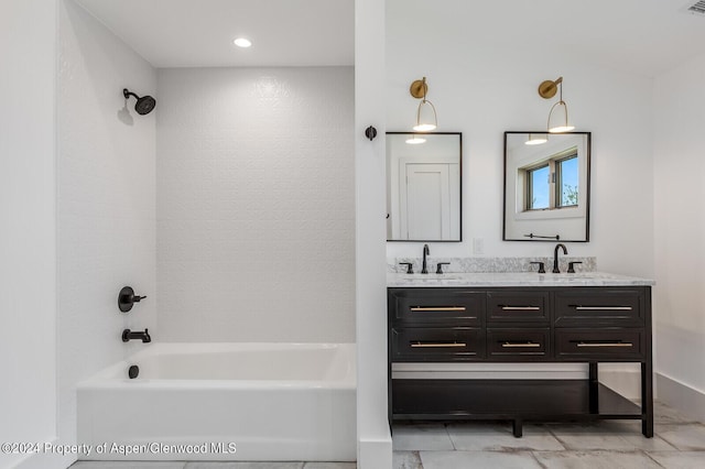 577 Fox Run Dr, Carbondale, CO 81623 - bathroom featuring double vanity, shower / bath combination, and tile patterned flooring