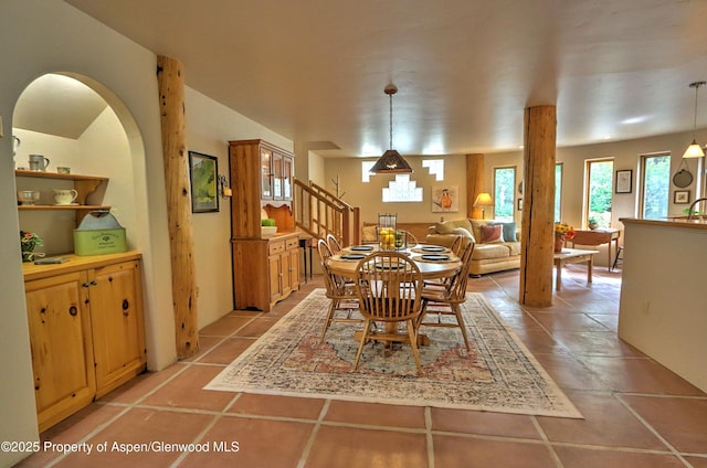 48 Creekside Ct, Glenwood Springs, CO 81601 - dining area featuring light tile patterned floors and stairs