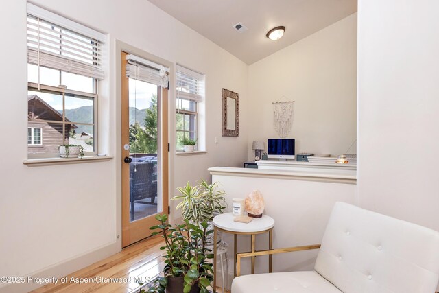 249 Whitehorse Dr, New Castle, CO 81647 - sitting room featuring wood finished floors, plenty of natural light, and baseboards