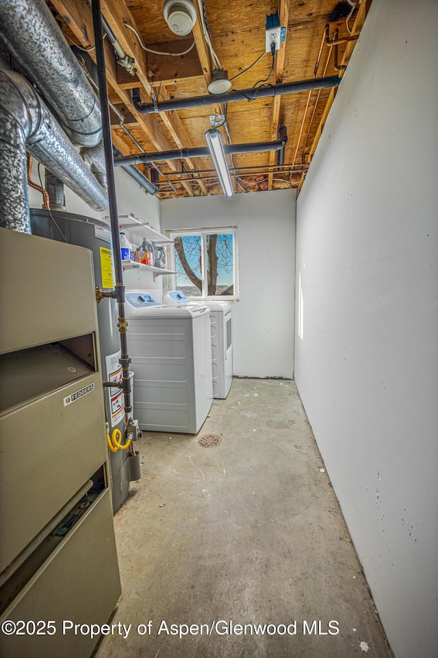 below grade area with washer and dryer