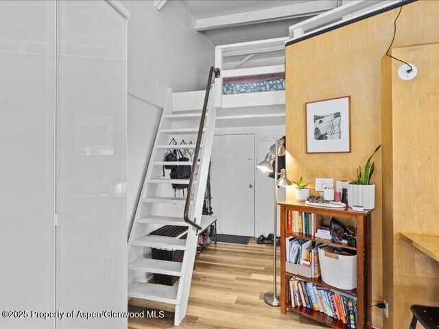 412 Mill St # B9, Aspen, CO 81611 - stairway with wood finished floors