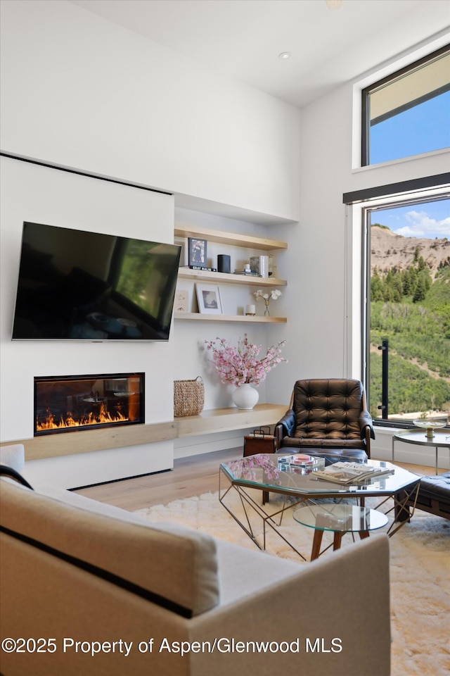 119 Wood Rd Unit 604, Snowmass Village, CO 81615 - living area with a glass covered fireplace
