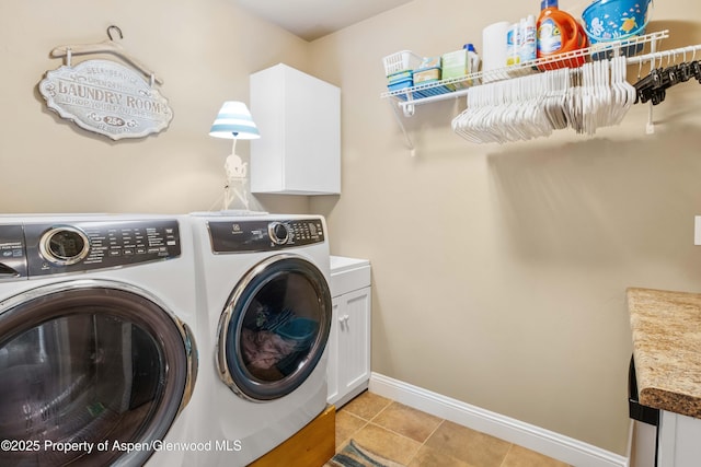 1783 Anvil View Ave, Rifle, CO 81650 - laundry room featuring washer and clothes dryer, cabinet space, and light tile patterned floors