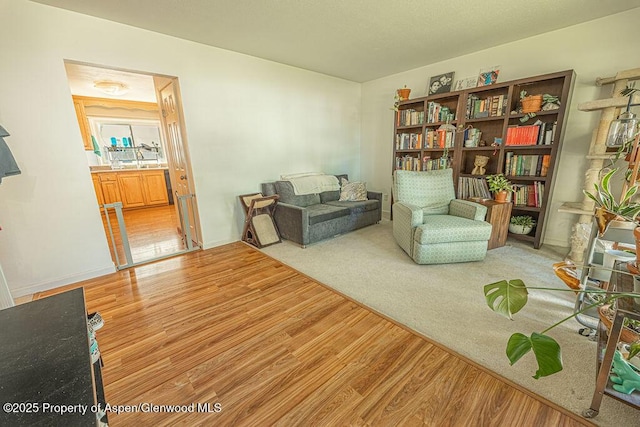 sitting room featuring light wood finished floors