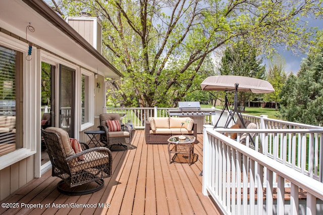 368 Meadow Ln, Glenwood Springs, CO 81601 - wooden terrace with an outdoor living space and area for grilling