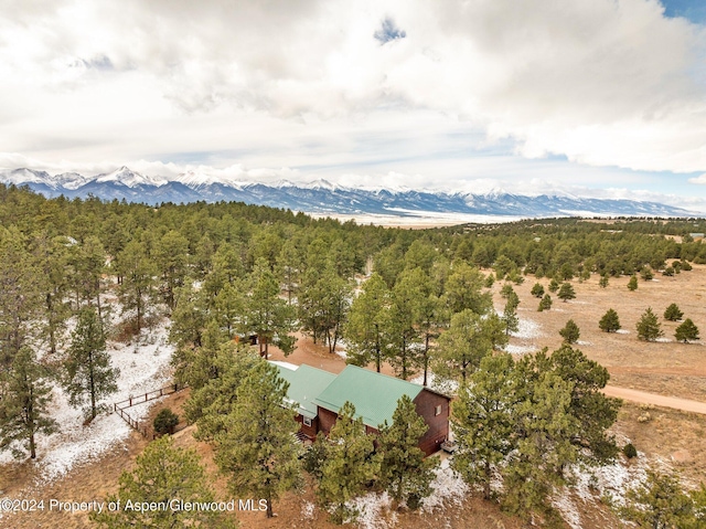 bird's eye view with a mountain view