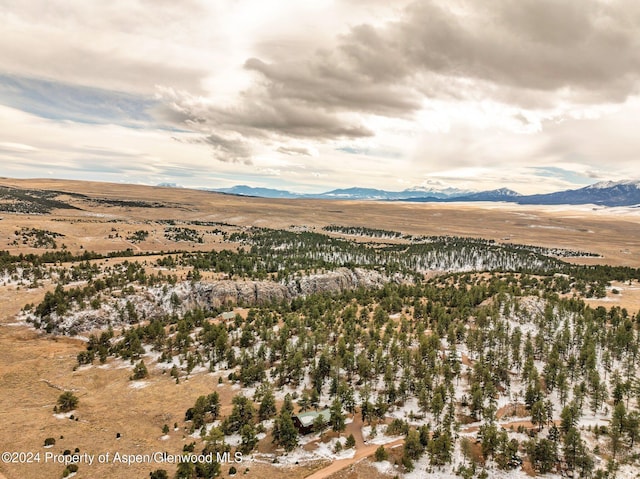 bird's eye view with a mountain view