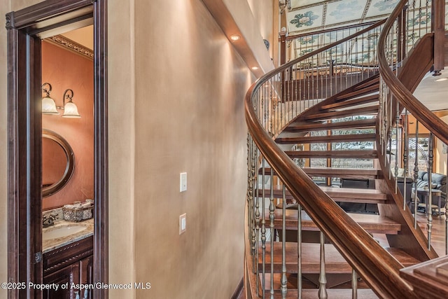 81 River Park Ln, Carbondale, CO 81623 - stairs featuring a high ceiling
