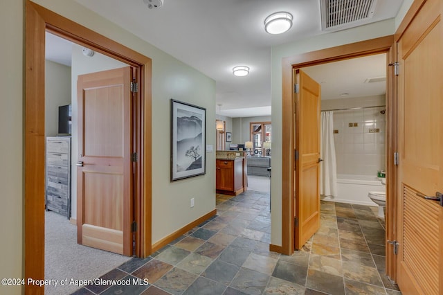 110 Carriage Way Unit 3210, Snowmass Village, CO 81615 - hallway featuring stone tile flooring and baseboards